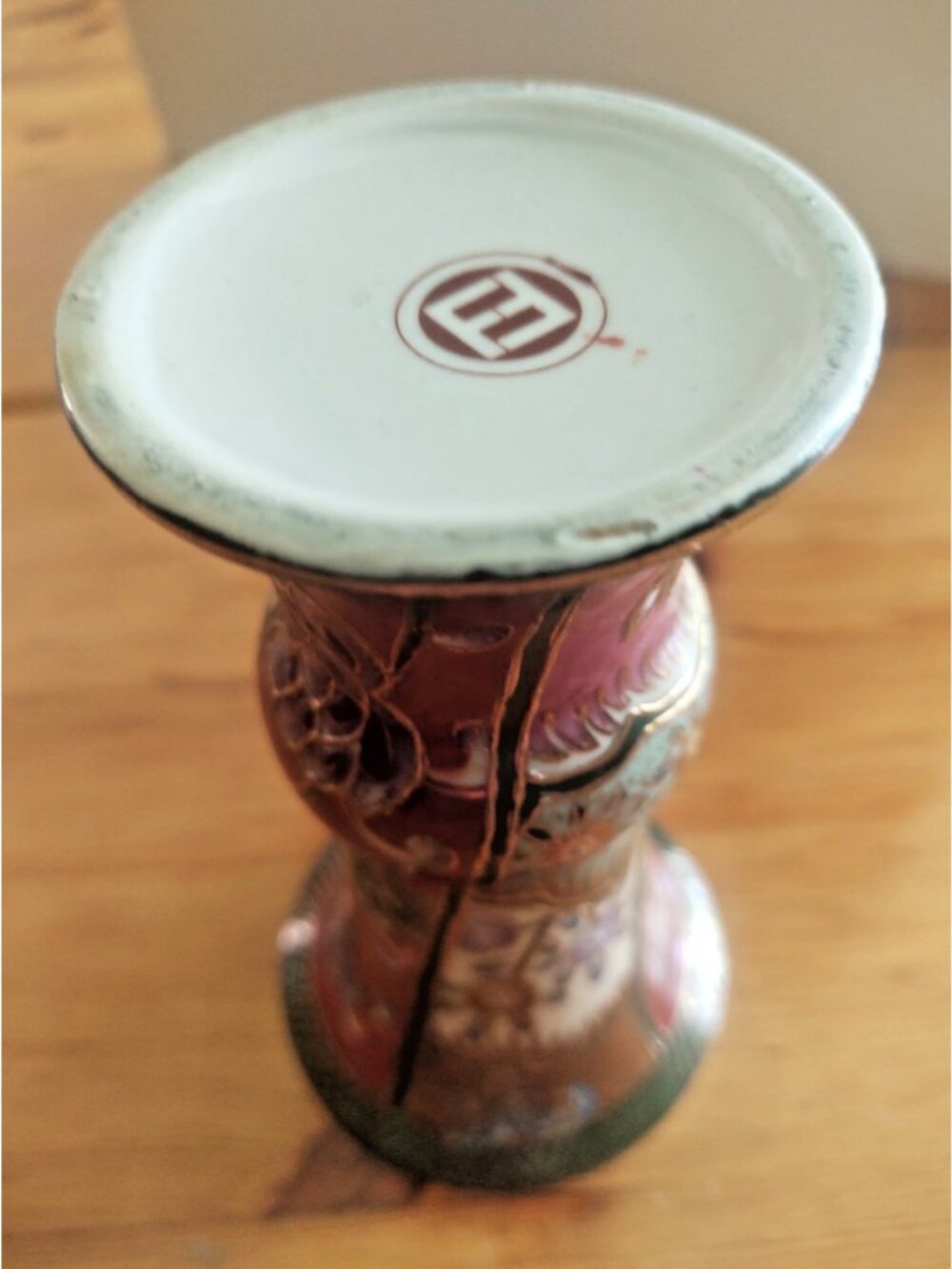 Vintage Maruni Japan hand Painted Floral Vase 6 1/4" Gold Gilded - Picture 10 of 15